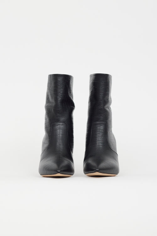 Nicholas Kirkwood Black Embossed Leather Heeled Boot