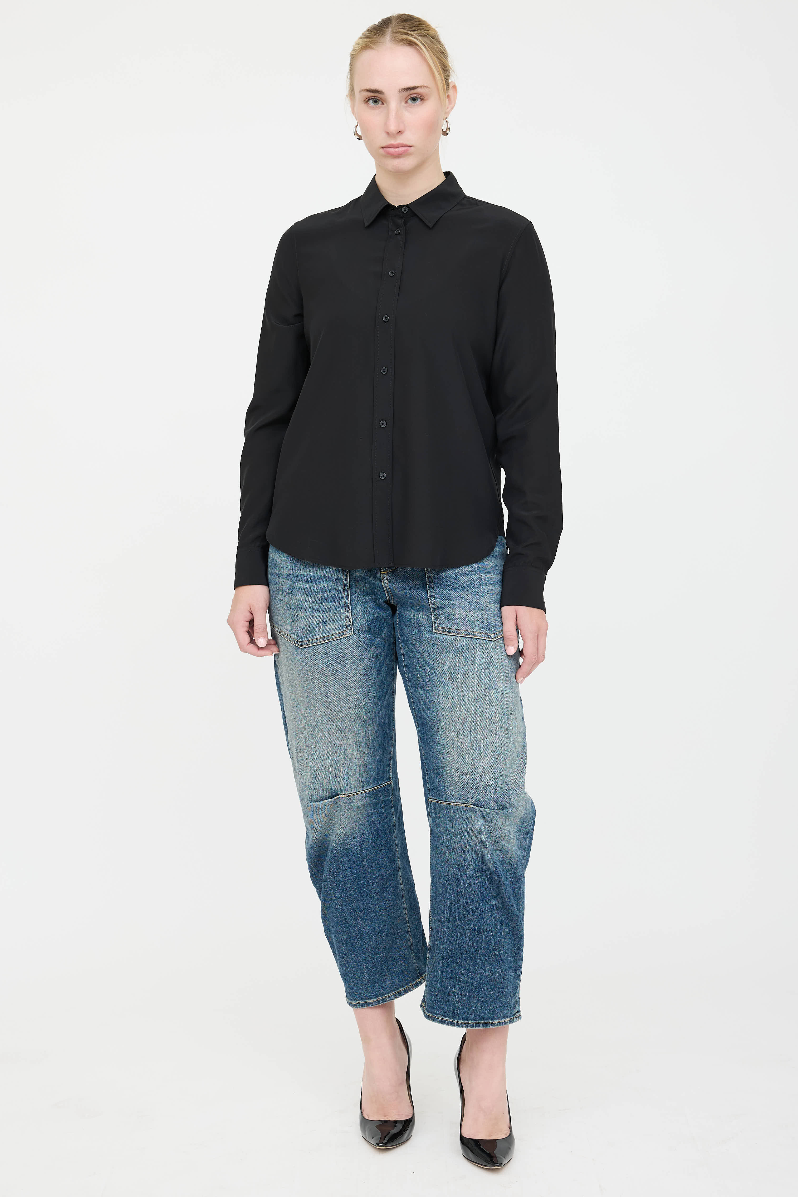 Nili Lotan Silk Button Up Shirt
