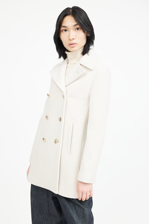 Nili Lotan Cream & Gold Double Breasted Wool Coat