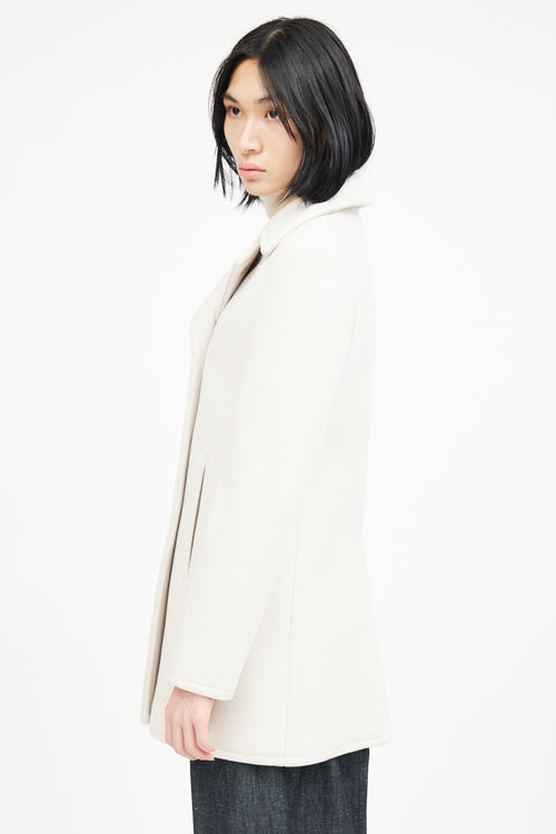 Nili Lotan Cream & Gold Double Breasted Wool Coat