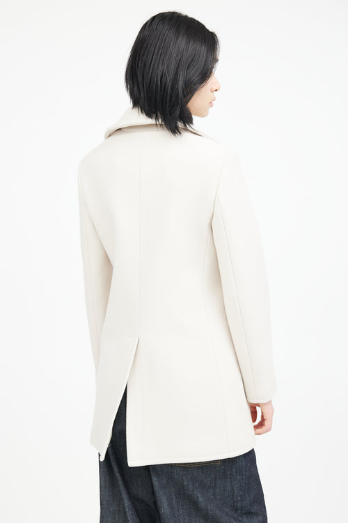 Nili Lotan Cream & Gold Double Breasted Wool Coat