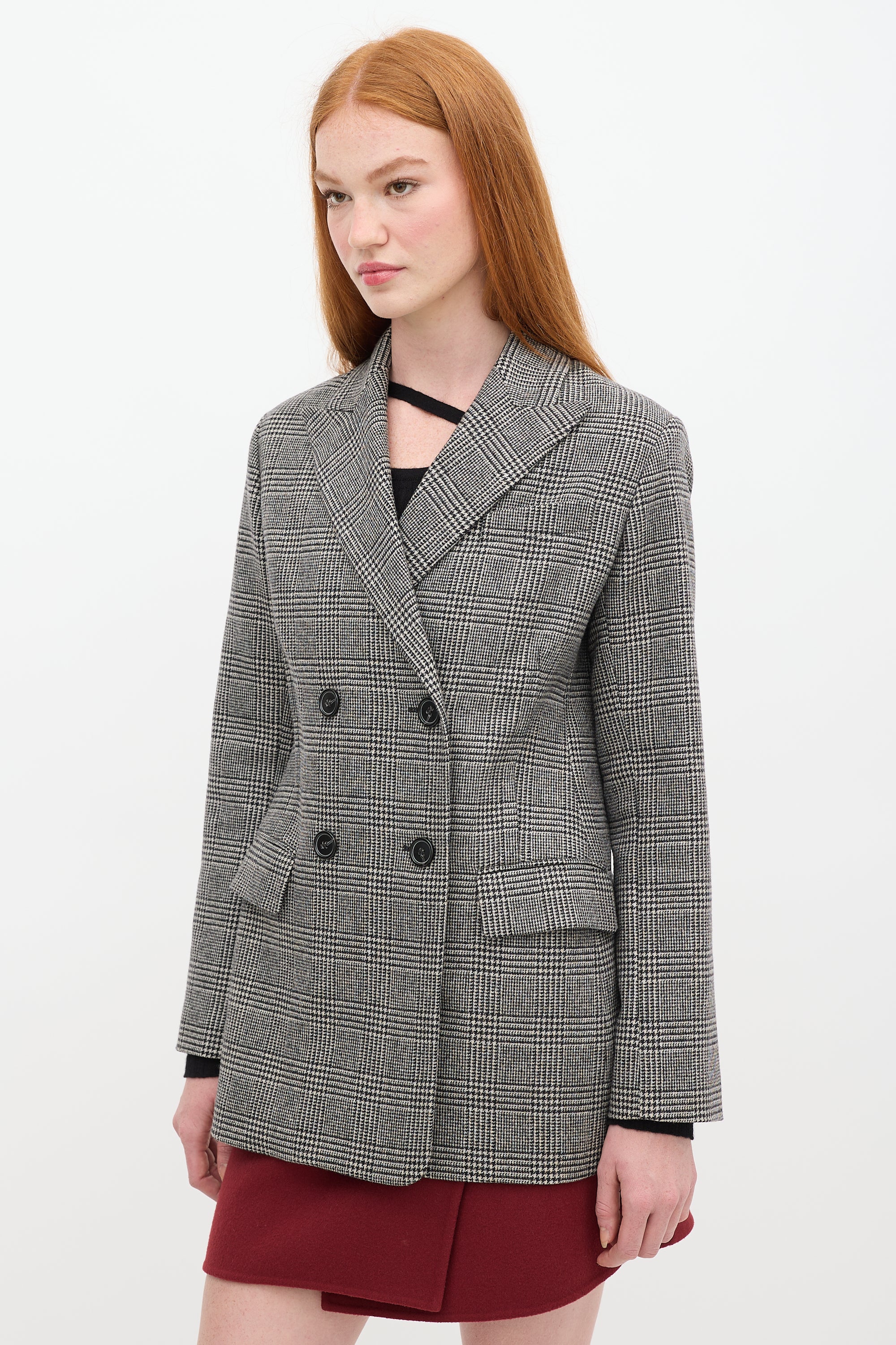 Nili Lotan Black & Grey Houndstooth Blazer