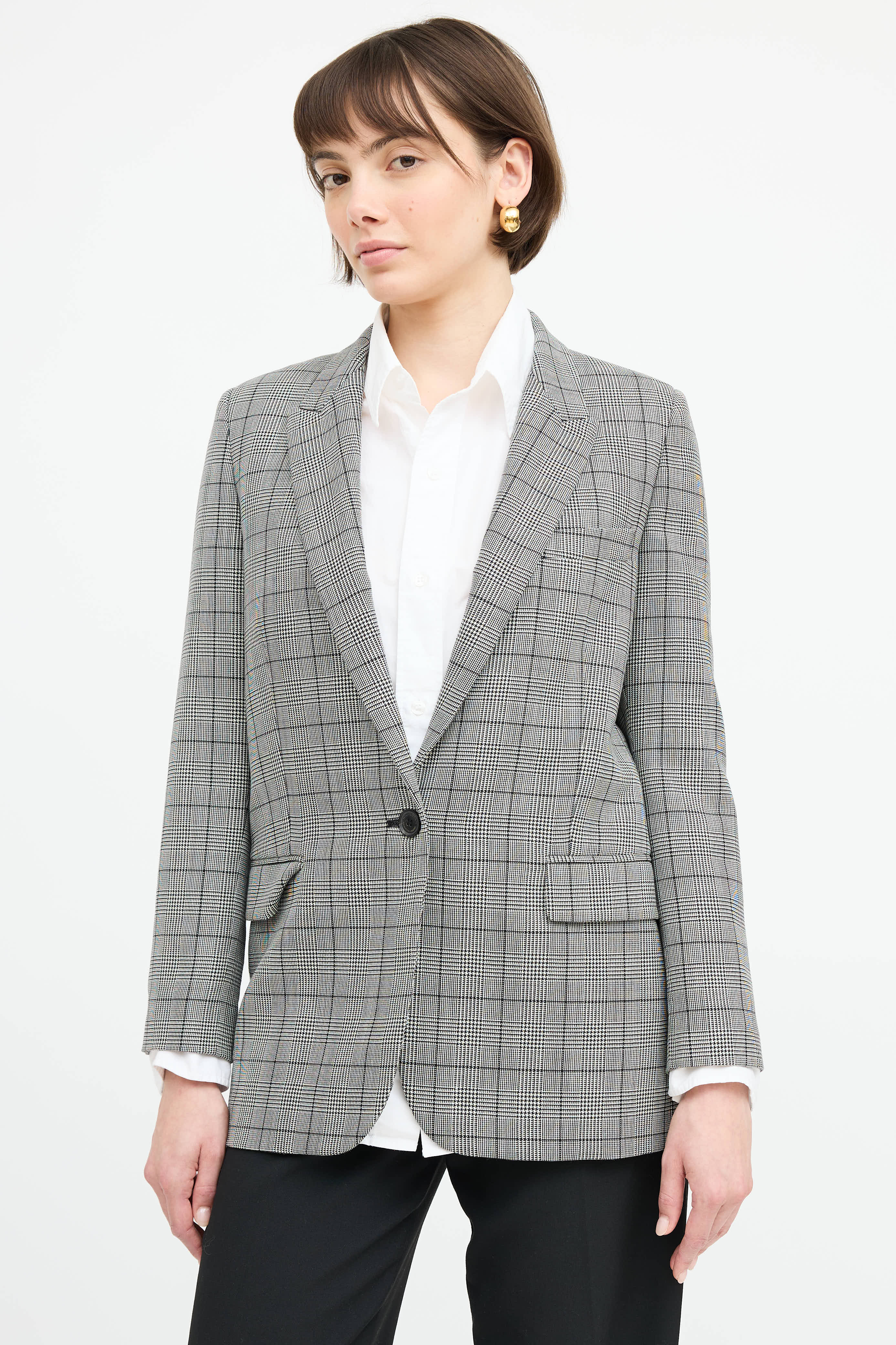 Nili Lotan Wool Plaid Blazer