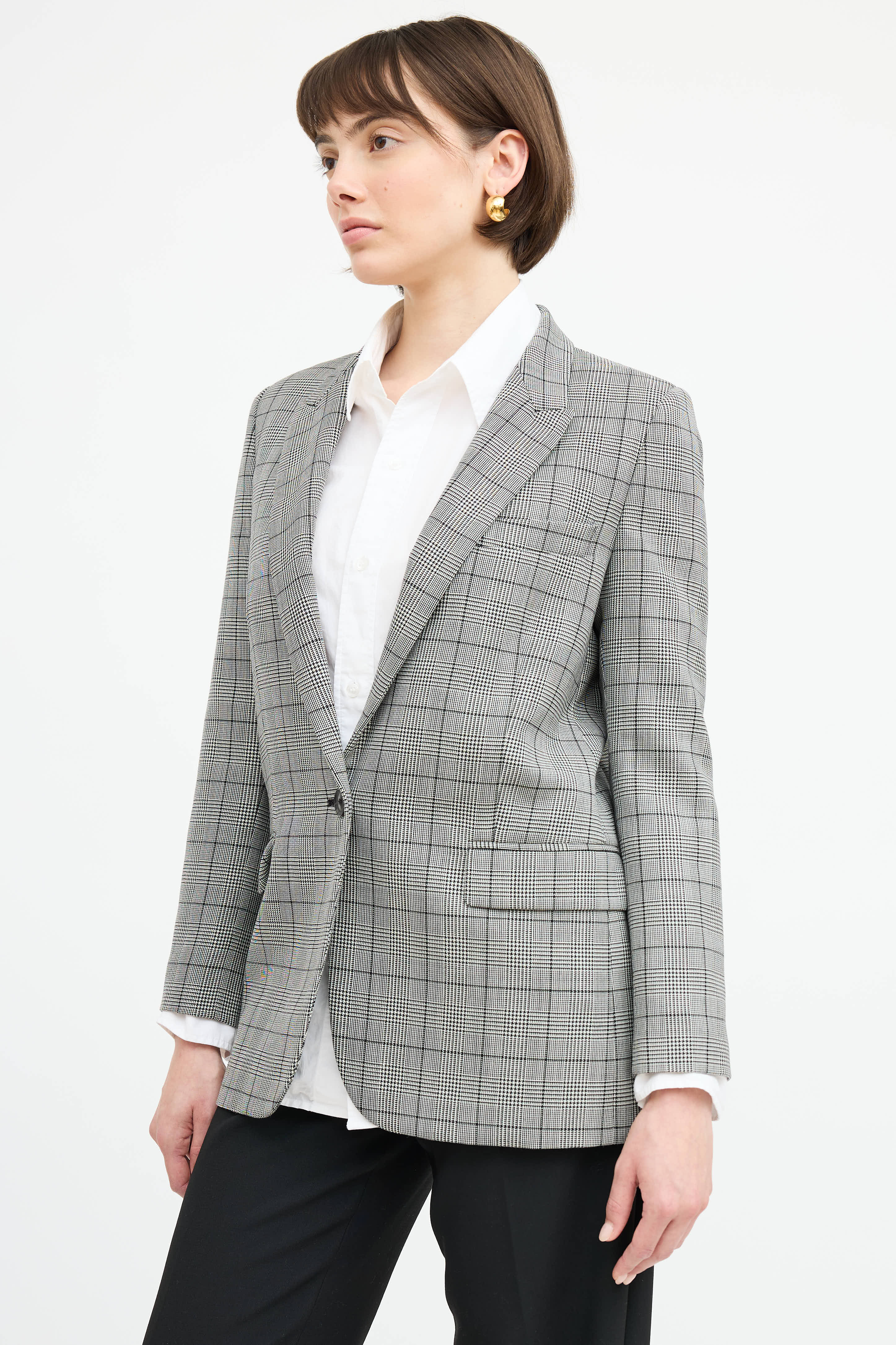 Nili Lotan Wool Plaid Blazer