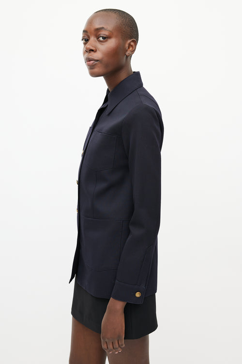Nili Lotan Navy & Gold Buttoned Jacket