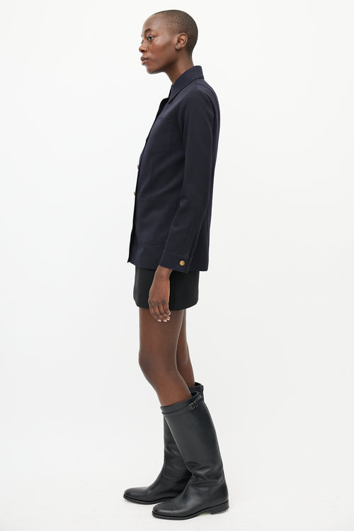 Nili Lotan Navy & Gold Buttoned Jacket