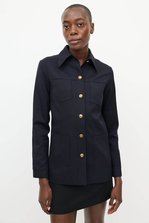 Nili Lotan Navy & Gold Buttoned Jacket
