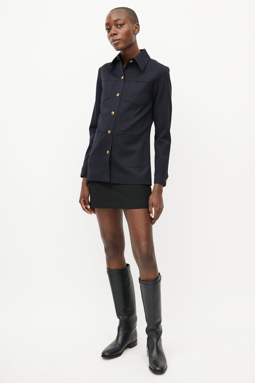 Nili Lotan Navy & Gold Buttoned Jacket
