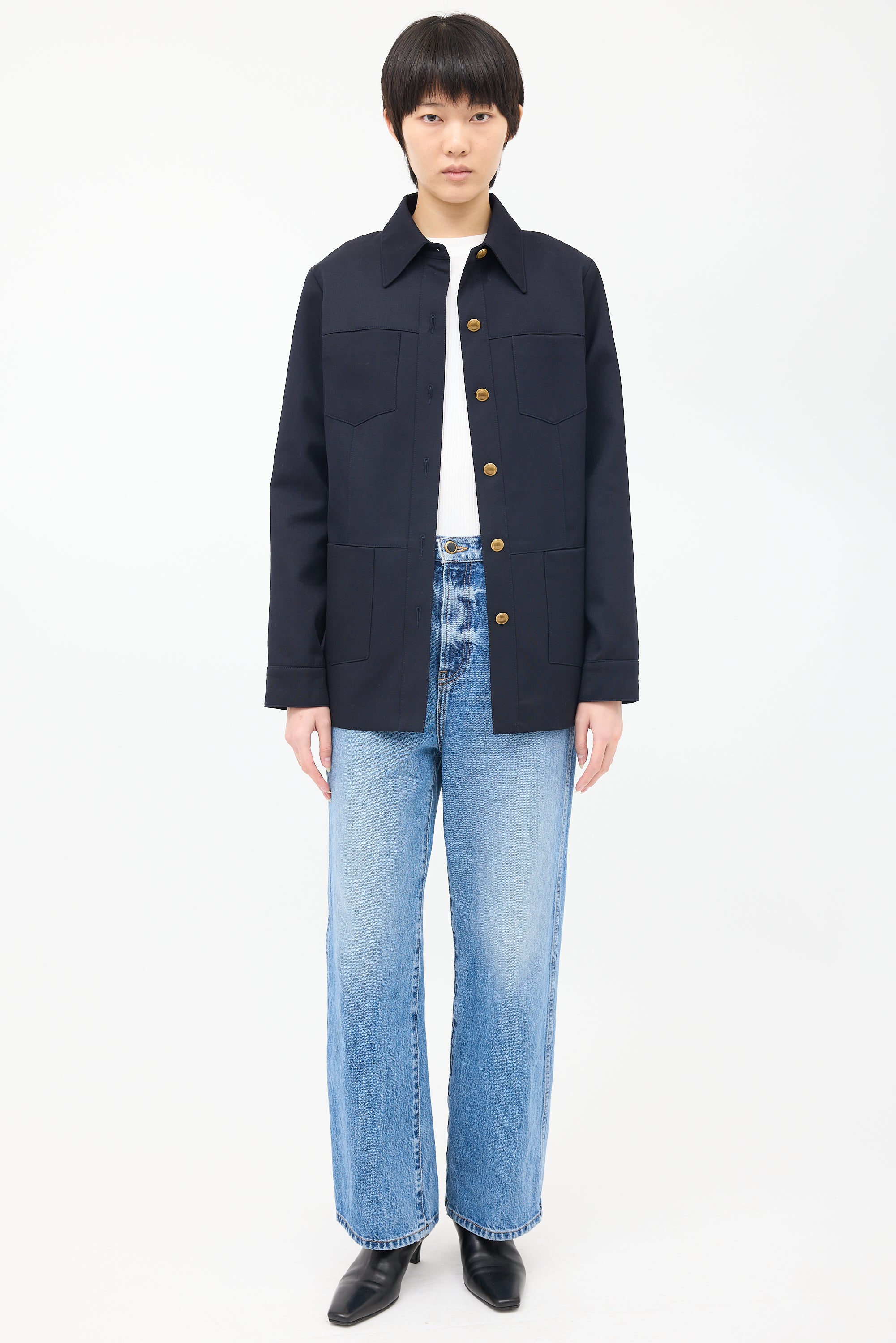 Nili Lotan Navy Wool Four Pocket Jacket