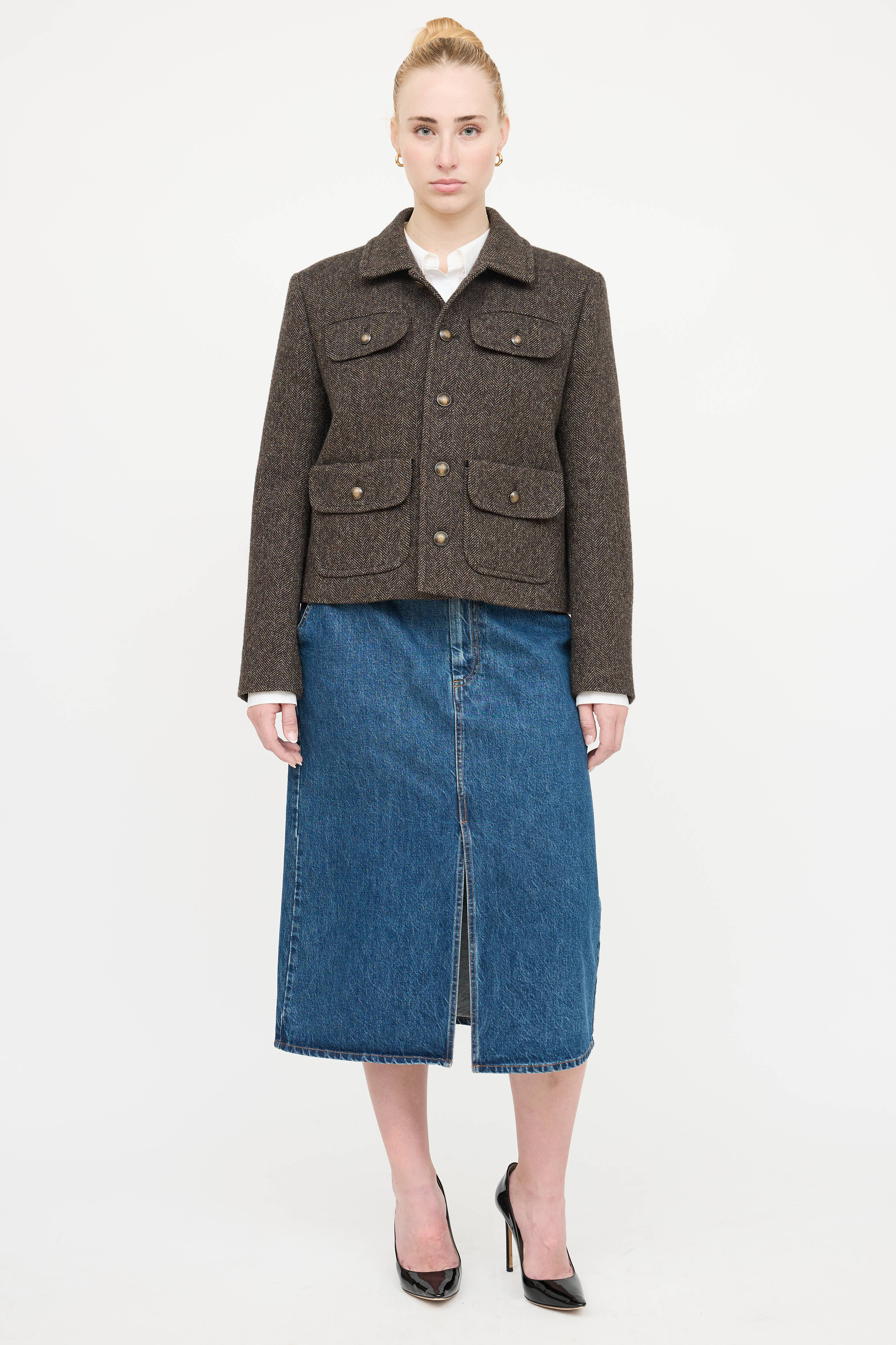 Nili Lotan Wool Button Up Jacket
