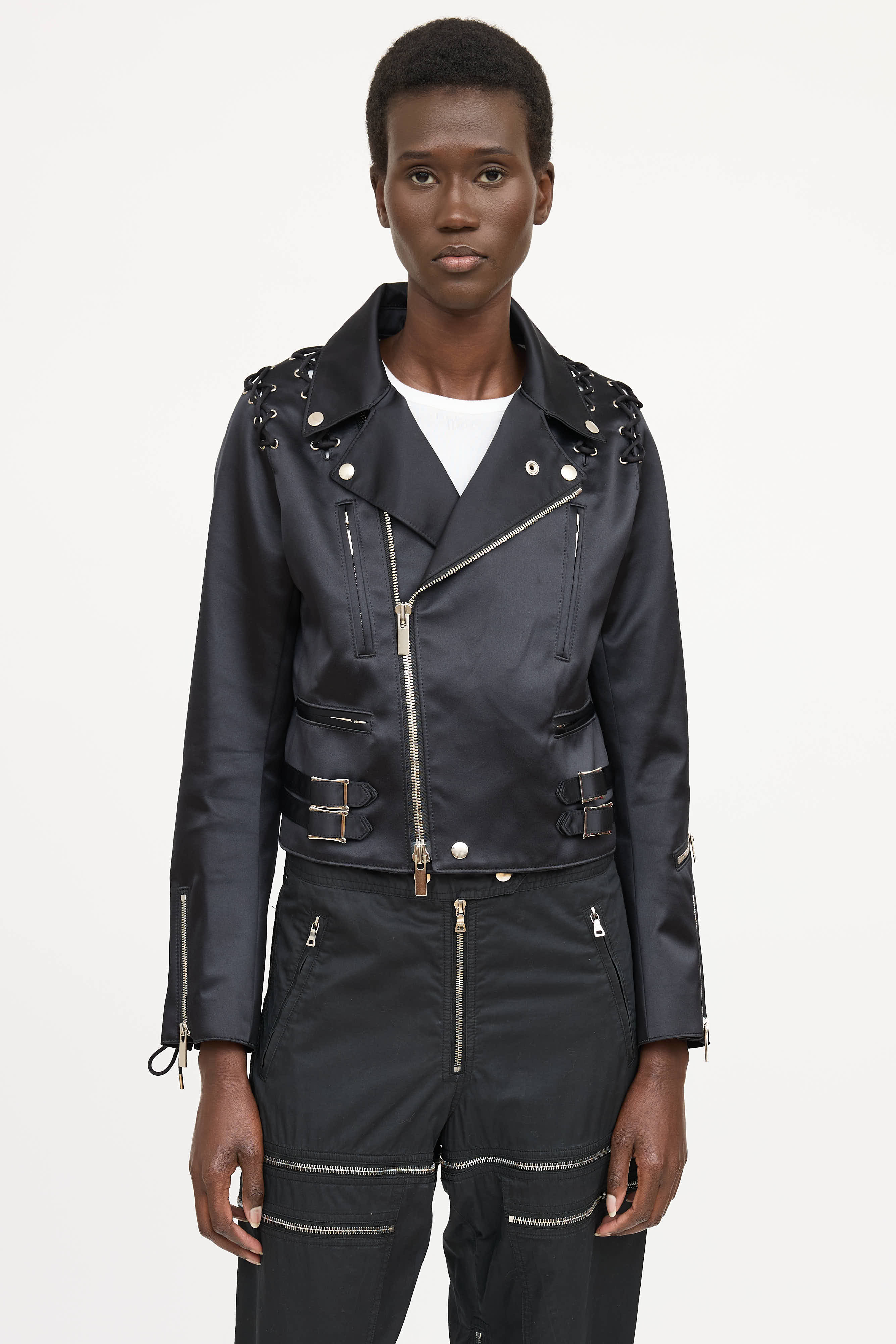 Noir Kei Ninomiya Lace-Up Biker Jacket