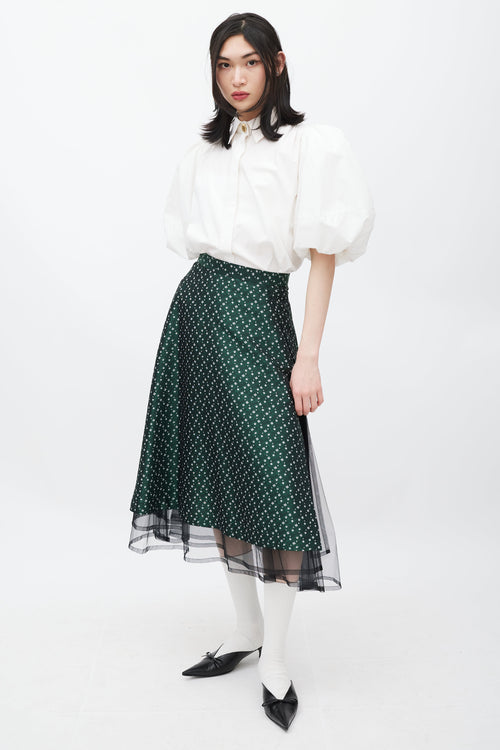 Noir Kei Ninomiya Green & White Floral Jacquard Skirt