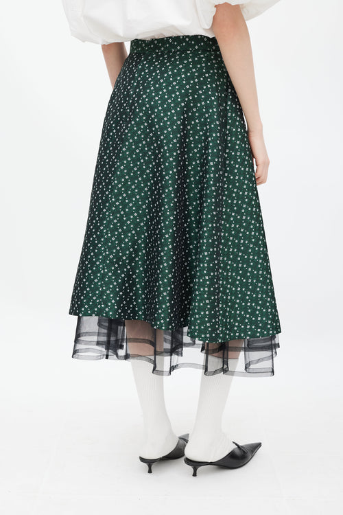 Noir Kei Ninomiya Green & White Floral Jacquard Skirt