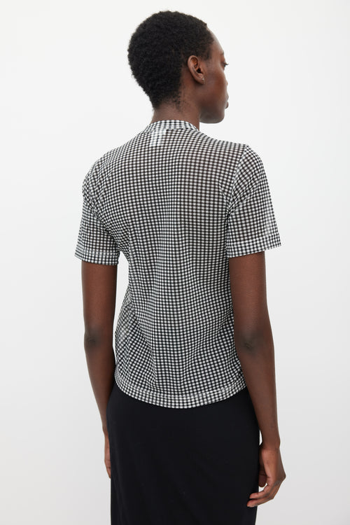 Noir Kei Ninomiya FW 2022 Black & White Mesh Checked Top