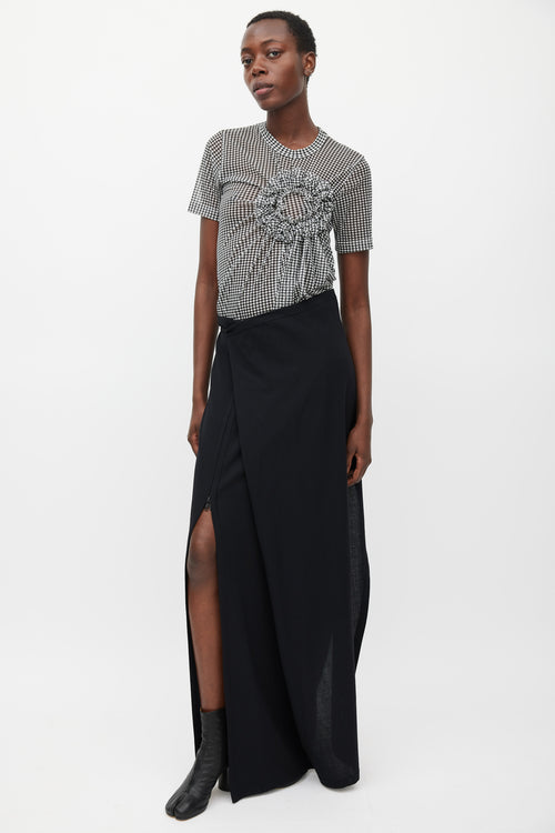 Noir Kei Ninomiya FW 2022 Black & White Mesh Checked Top