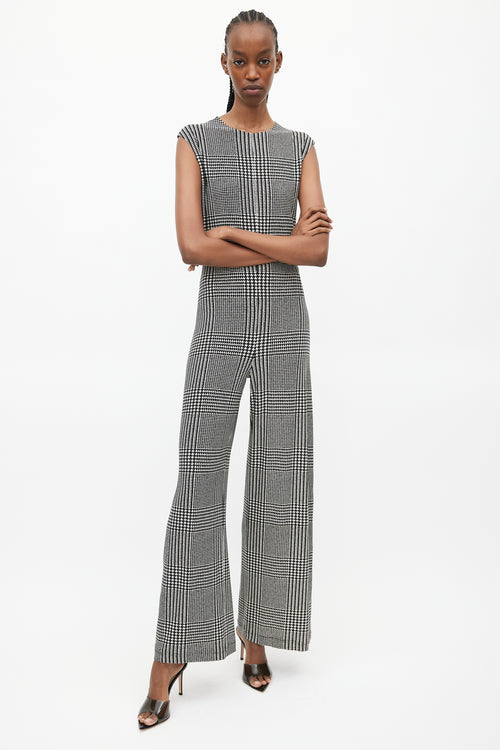 Norma Kamali Black & White Houndstooth Jumpsuit