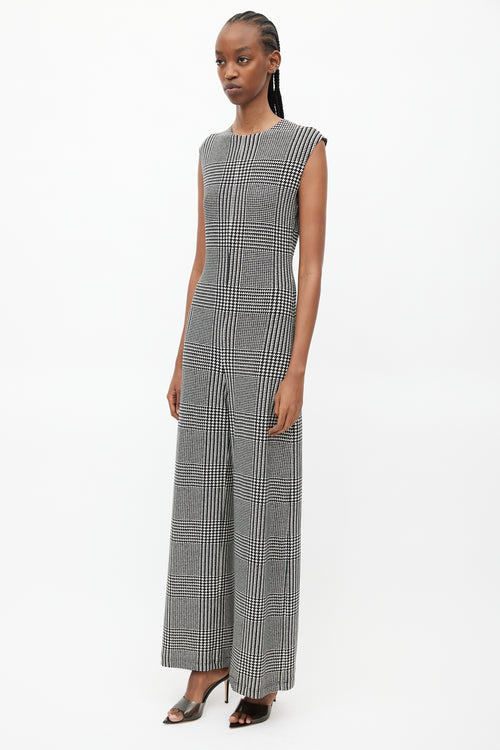 Norma Kamali Black & White Houndstooth Jumpsuit
