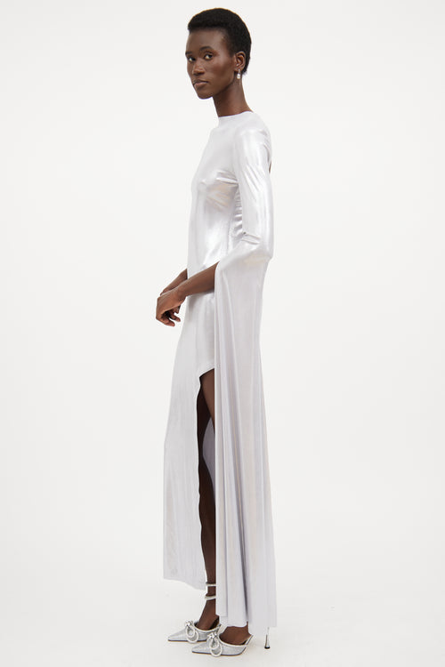 Norma Kamali Silver Cut Out Maxi Dress