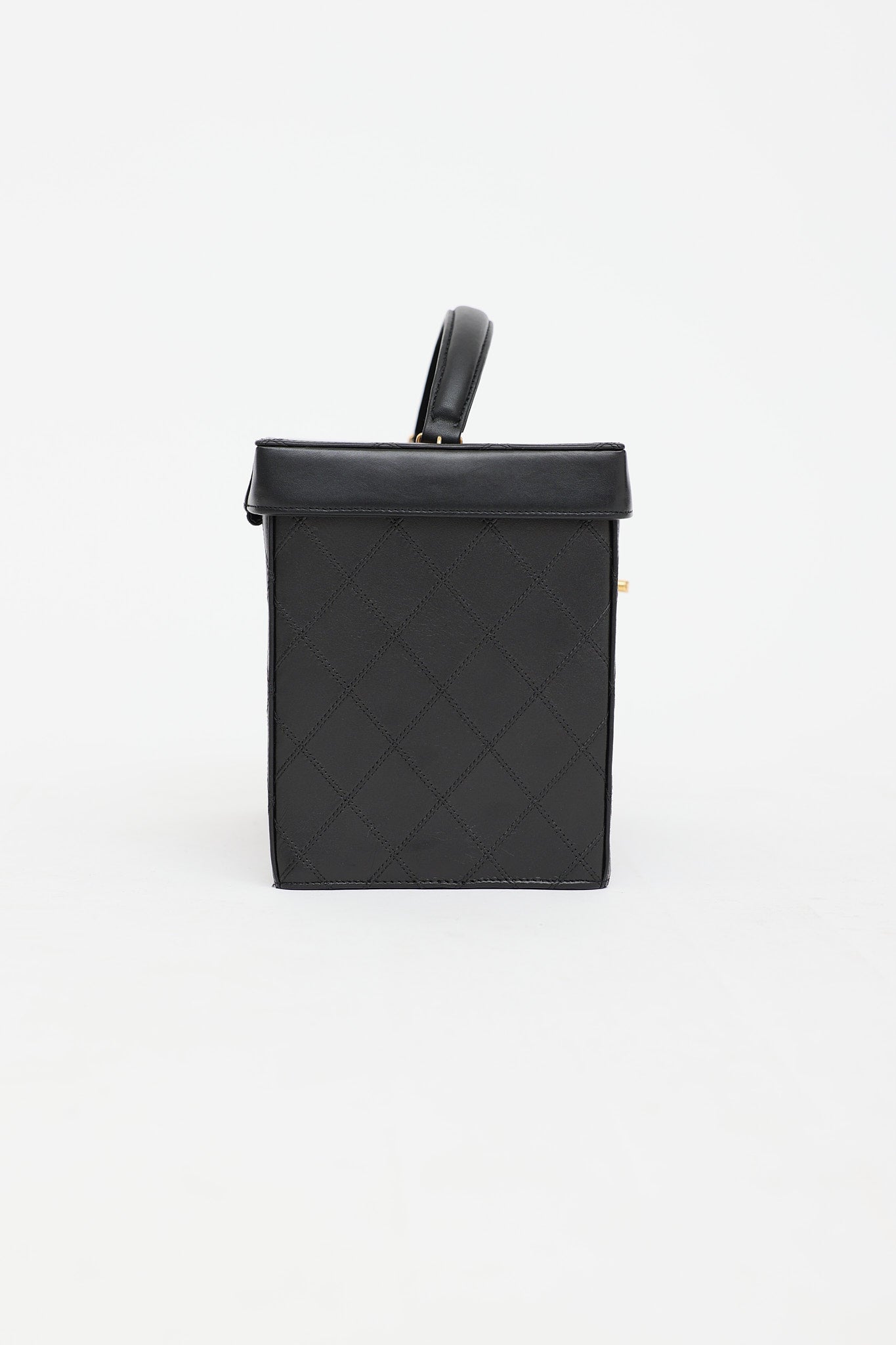 Chanel 1994 Large Leather Circle CC Vanity Case Bag