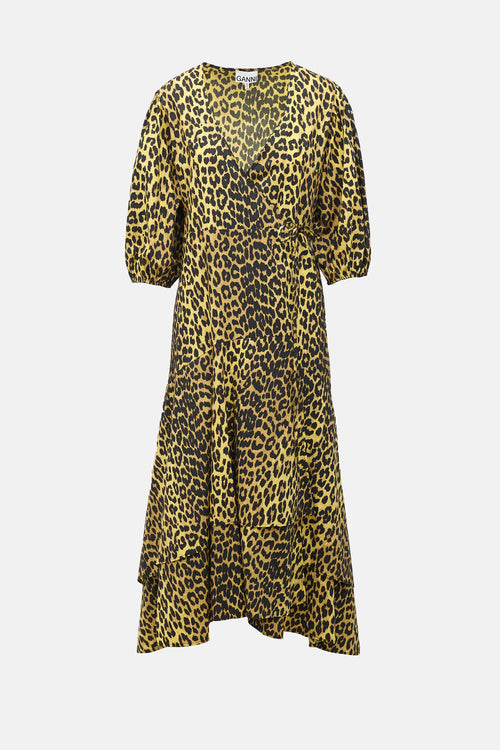 Ganni Printed Wrap Dress