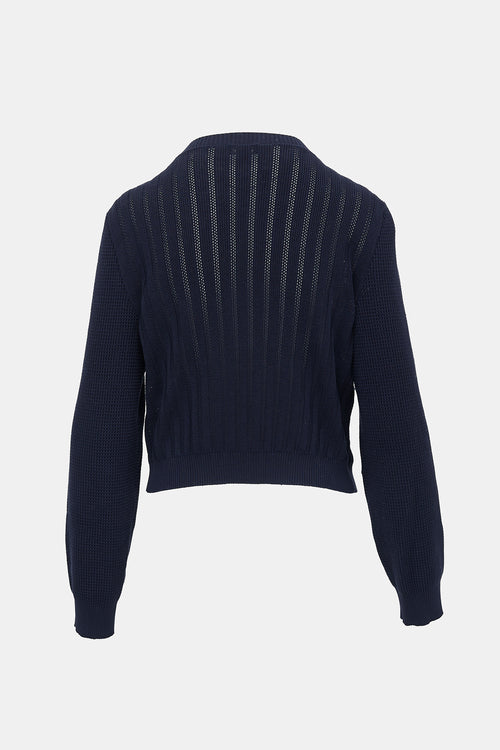 Chanel Ribbed Pointelle Cardigan