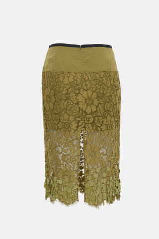 Dries Van Noten Lace Sequin Midi Skirt