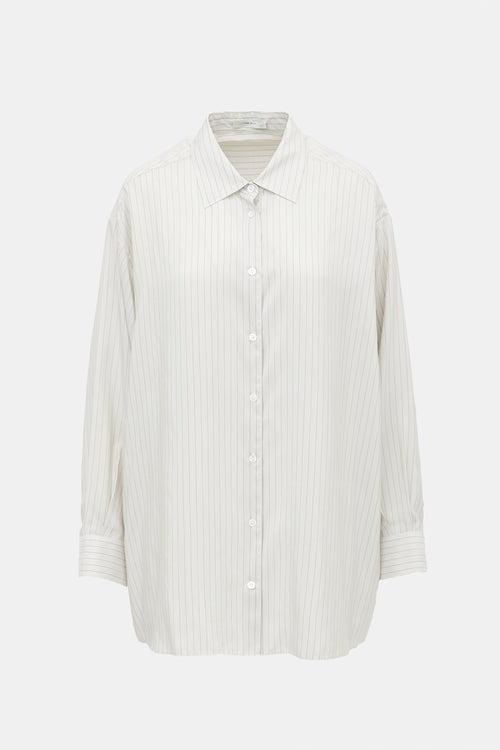 The Row Silk Pinstripe Luka Shirt