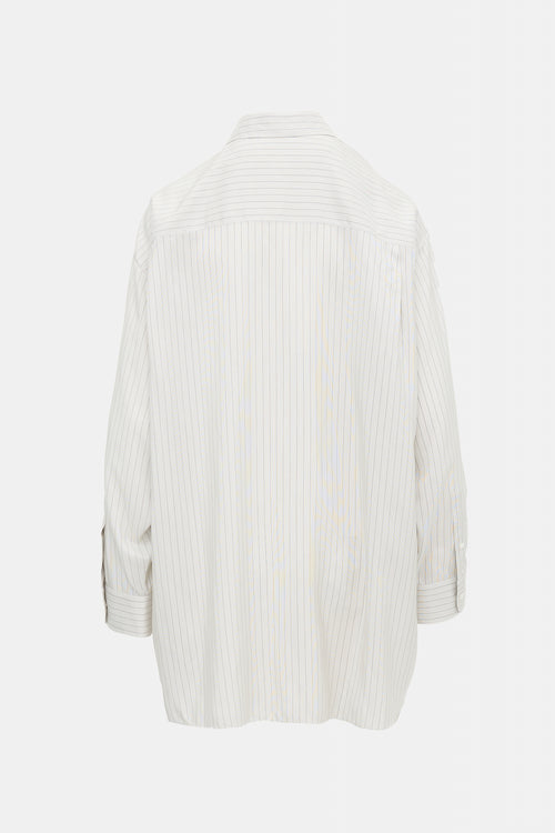 The Row Silk Pinstripe Luka Shirt