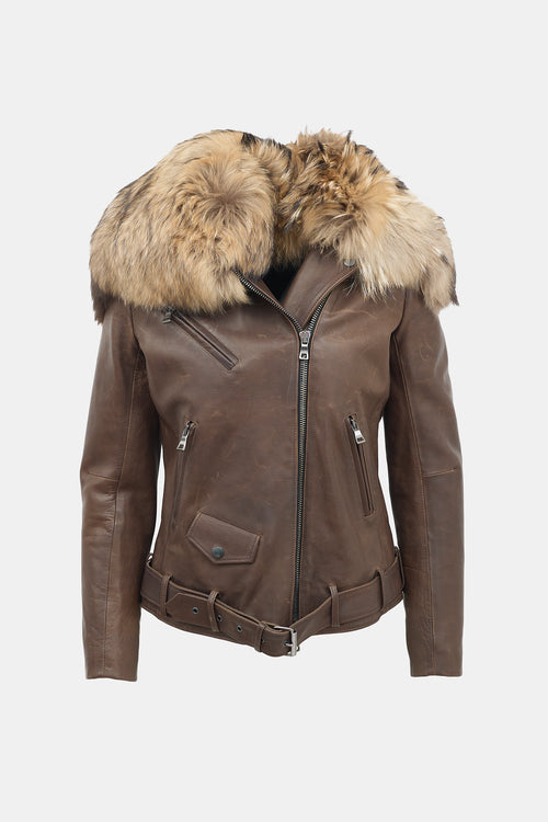 Balmain FW 2011 Leather Fur Collar Jacket