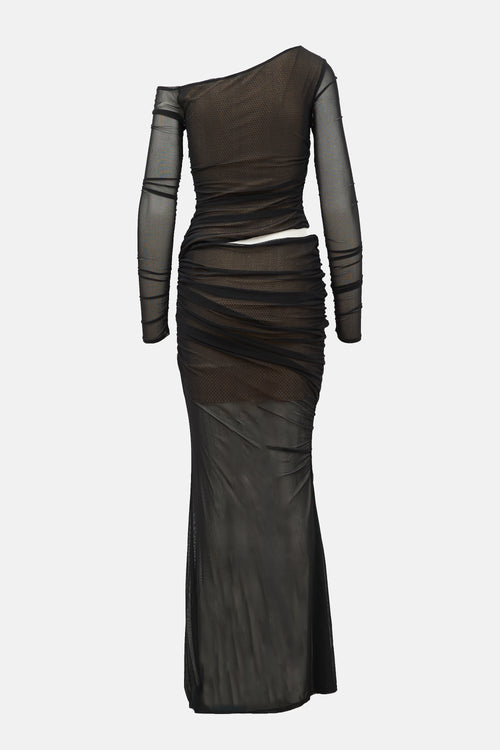 Retrofête Rhinestone Underlayer Ruched Dress