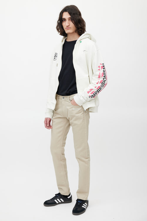Off-White Beige & White Slim Logo Jeans