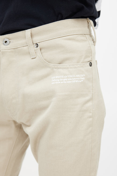 Off-White Beige & White Slim Logo Jeans