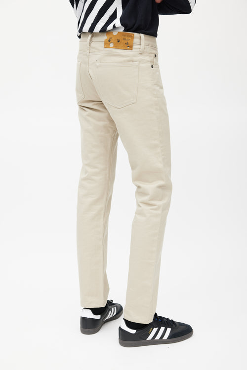 Off-White Beige & White Slim Logo Jeans