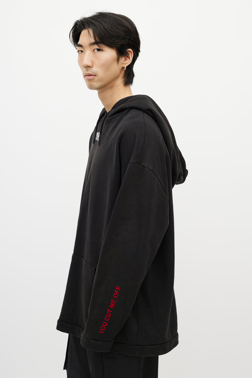 Off-White Black & Multicolour You Cut Me Off Distressed Hoodie
