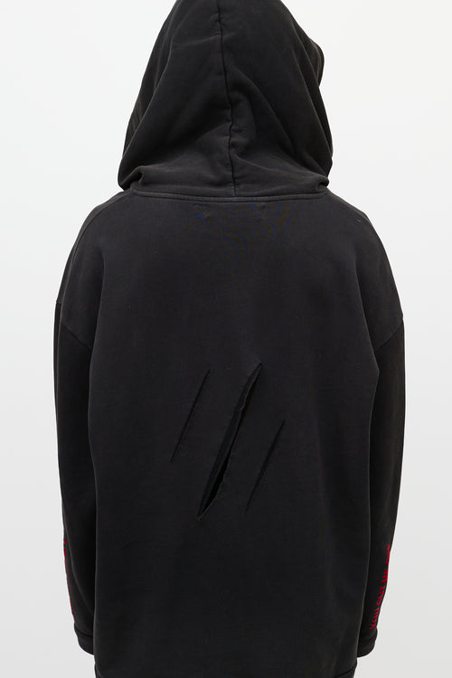 Off-White Black & Multicolour You Cut Me Off Distressed Hoodie
