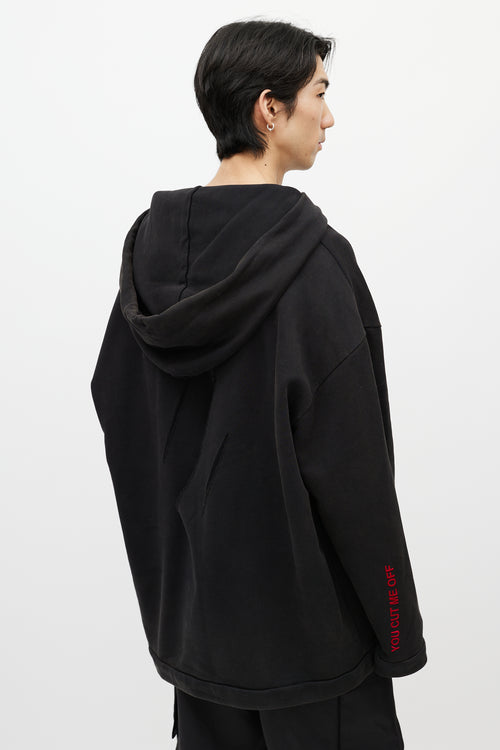 Off-White Black & Multicolour You Cut Me Off Distressed Hoodie