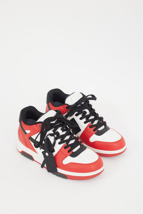 Off-White White & Red Leather Out Of Office Sneaker