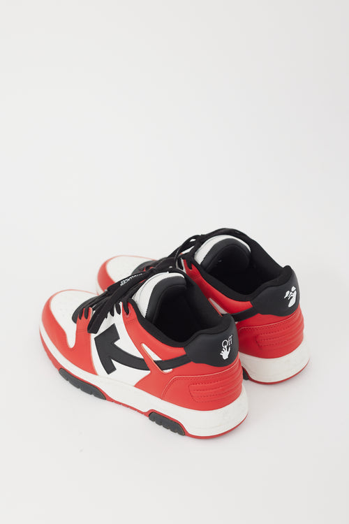 Off-White White & Red Leather Out Of Office Sneaker