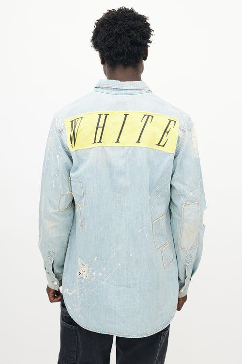 Off-White Blue Denim Distressed Western Jacket