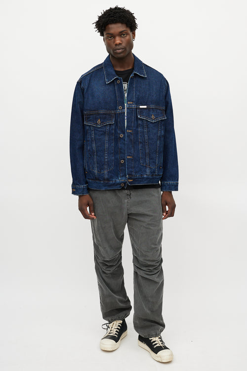 Off-White Blue & Green Denim Logo Jacket