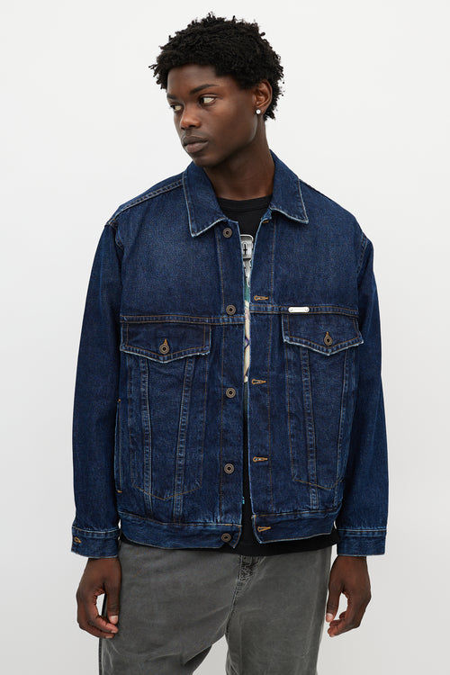 Off-White Blue & Green Denim Logo Jacket