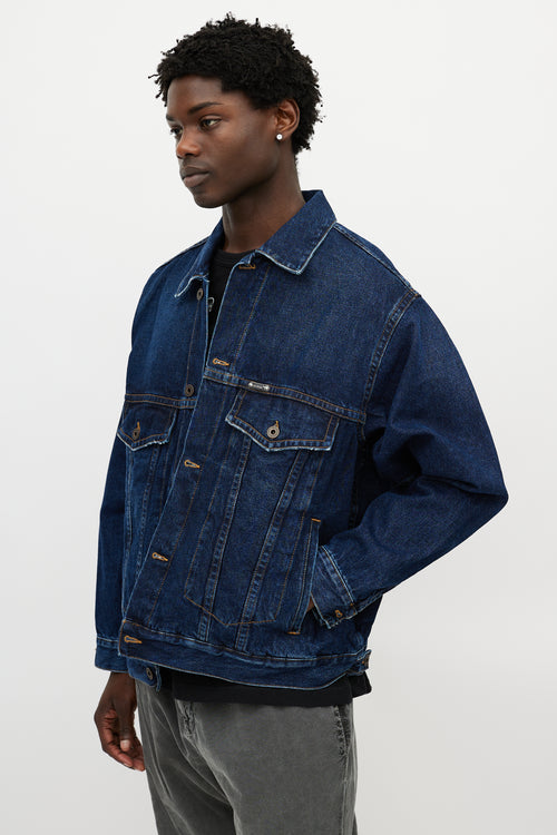 Off-White Blue & Green Denim Logo Jacket