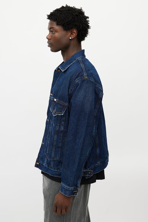 Off-White Blue & Green Denim Logo Jacket