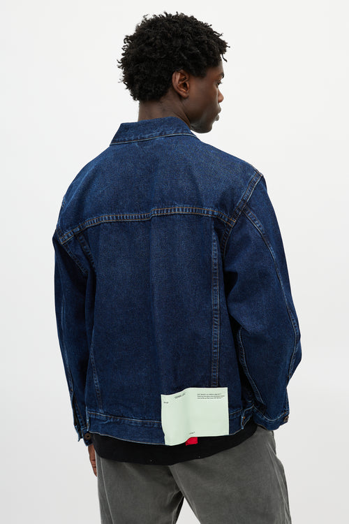 Off-White Blue & Green Denim Logo Jacket