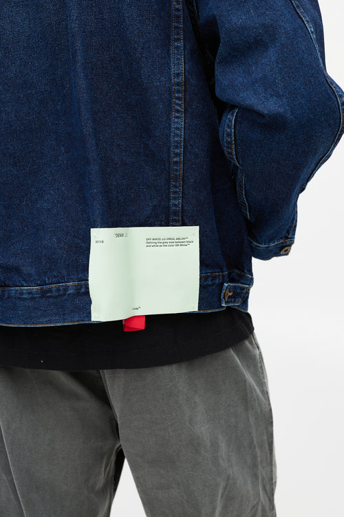 Off-White Blue & Green Denim Logo Jacket