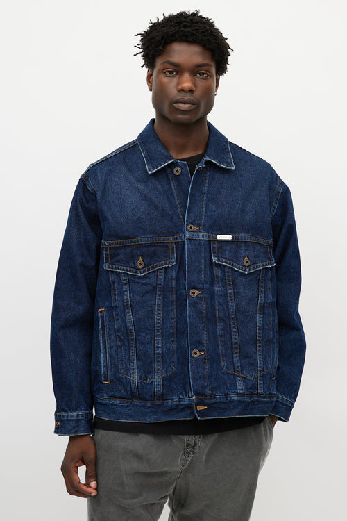Off-White Blue & Green Denim Logo Jacket