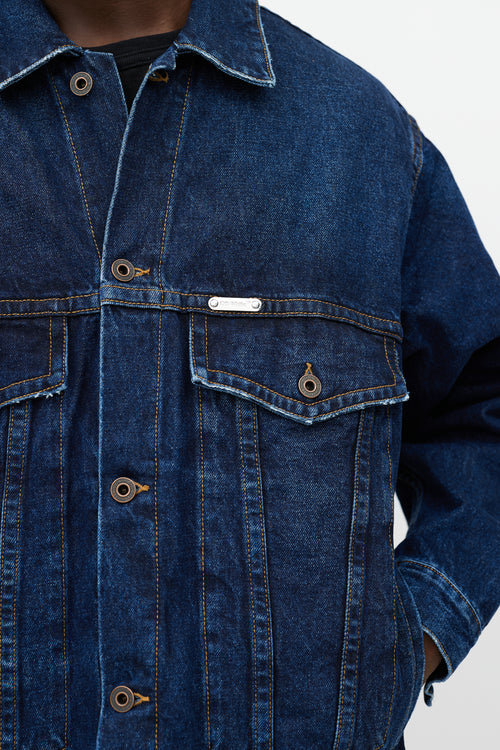 Off-White Blue & Green Denim Logo Jacket