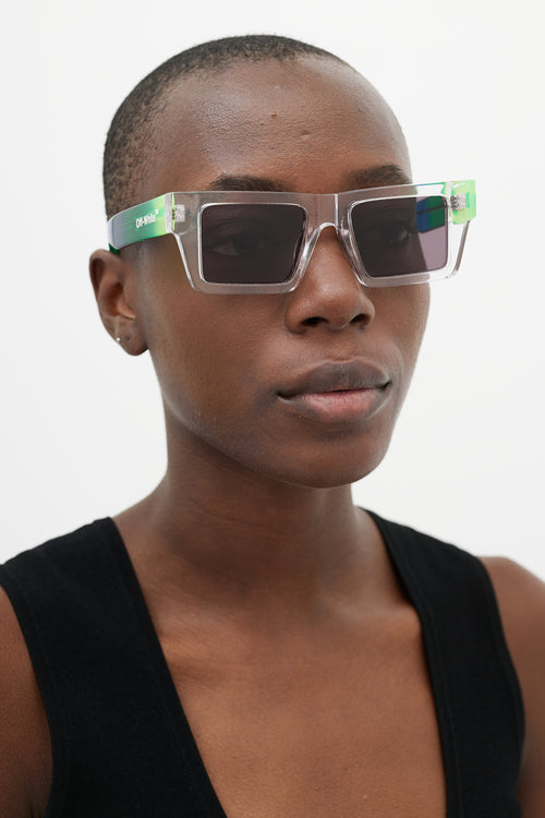 Off-White Clear & Multicolour OERI017 Rectangular Sunglasses