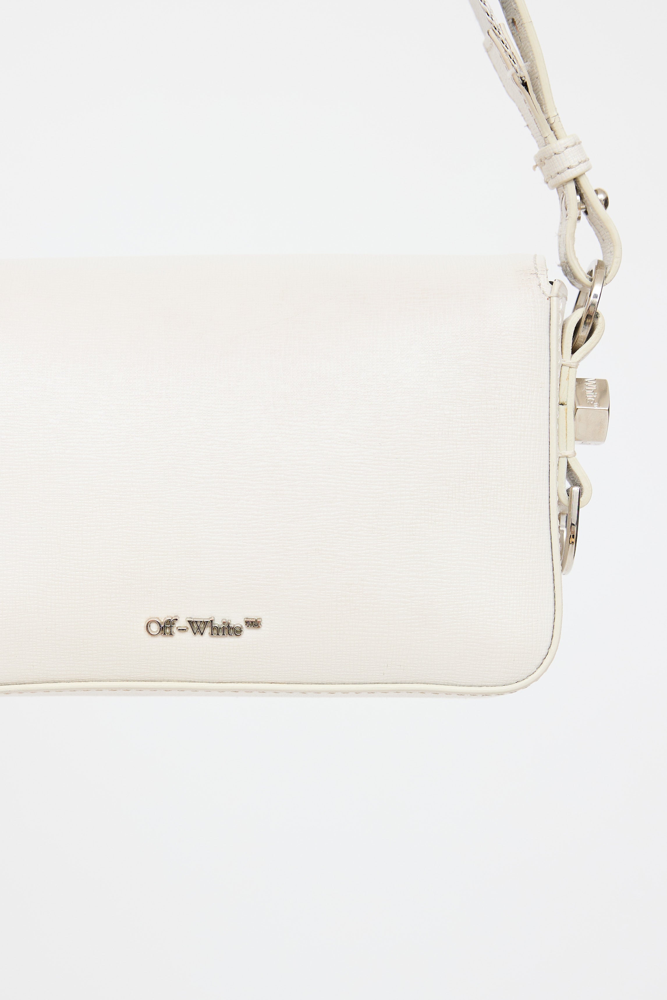 Off-White Leather Diagonal Binder Clip Bag