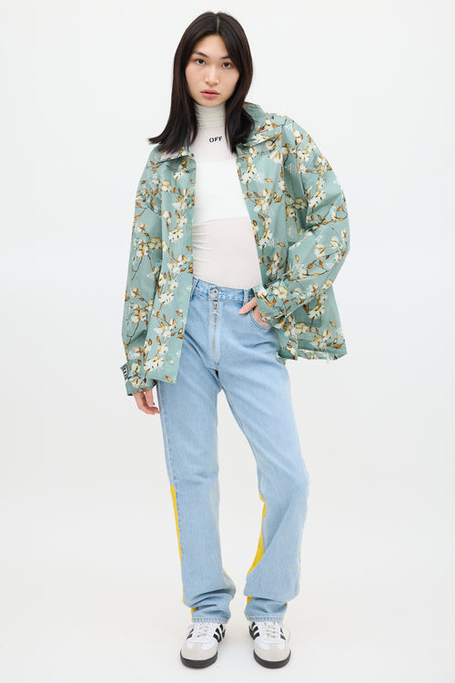 Off-White Green & Multicolour Floral Windbreaker Jacket